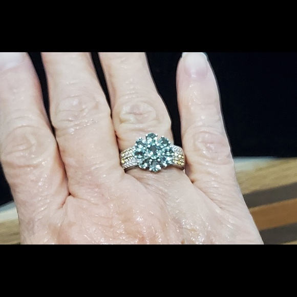 Prasiolite & Yellow Topaz 925 Sterling Silver Ring Size 8 - Picture 13 of 16